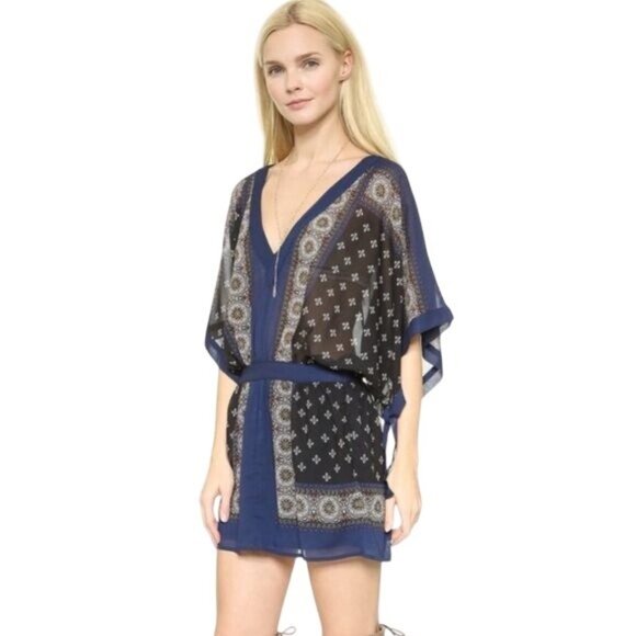 NWT Free People Printed Boho Chiffon Kimono Mini Dress Tunic - Picture 13 of 16